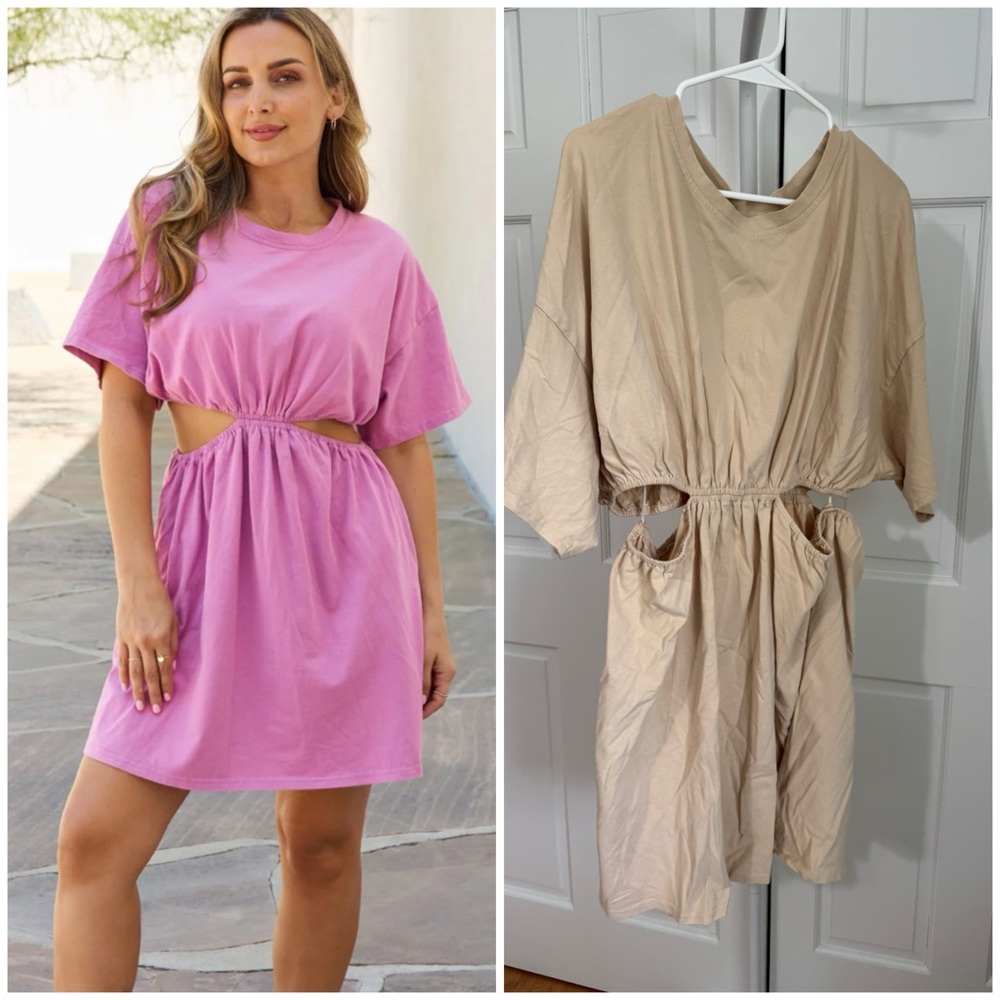 NWT HEYSON Summer Field Full Size Cutout T-Shirt Dress in Neutral Tan Size 2x